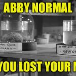 User name in your meme weekend | ABBY NORMAL; HAVE YOU LOST YOUR MIND? | image tagged in abby normal brain | made w/ Imgflip meme maker