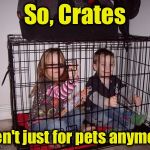 User name in meme weekend | So, Crates; aren't just for pets anymore | image tagged in kids in crate | made w/ Imgflip meme maker