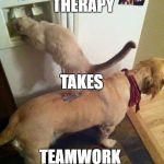Team work | THERAPY; TAKES; TEAMWORK | image tagged in team work | made w/ Imgflip meme maker