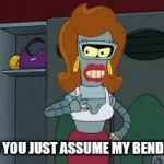 Bender | DID YOU JUST ASSUME MY BENDER? | image tagged in bender | made w/ Imgflip meme maker