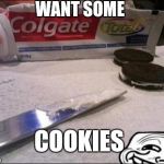 When they have Bad breath | WANT SOME; COOKIES | image tagged in oreos,trump,memes,funny,prank,cookies | made w/ Imgflip meme maker