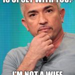 Confused Cesar Millan | YOU SAY YOUR WIFE IS UPSET WITH YOU? I'M NOT A WIFE WHISPERER... | image tagged in confused cesar millan | made w/ Imgflip meme maker