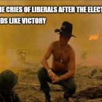 Apocalypse Now | I LOVE THE CRIES OF LIBERALS AFTER THE ELECTION; IT SOUNDS LIKE VICTORY | image tagged in apocalypse now | made w/ Imgflip meme maker