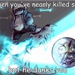 Sans battle | When you've nearly killed sans; but he dunks you | image tagged in sans battle | made w/ Imgflip meme maker