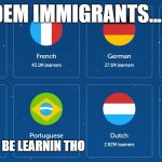 Languages | DEM IMMIGRANTS... < BE LEARNIN THO | image tagged in languages | made w/ Imgflip meme maker