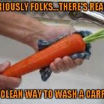 Go ahead baby...stroke that carrot!!! | SERIOUSLY FOLKS...THERE'S REALLY; NO CLEAN WAY TO WASH A CARROT | image tagged in washing a carrot,memes,vegetables,funny,dirty mind,carrot love | made w/ Imgflip meme maker