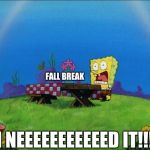 i need fall break | FALL BREAK; I NEEEEEEEEEEED IT!!! | image tagged in memes,slowstack | made w/ Imgflip meme maker