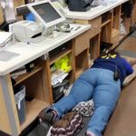 Walmart worker sleeps  | Black friday victims; BLUE LIVES MATTERS! | image tagged in walmart worker sleeps | made w/ Imgflip meme maker