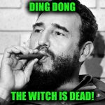 Castro | DING DONG; THE WITCH IS DEAD! | image tagged in castro | made w/ Imgflip meme maker