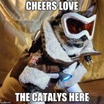 Overwatch Cat | CHEERS LOVE; THE CATALYS HERE | image tagged in overwatch cat | made w/ Imgflip meme maker