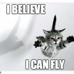 Kitten Believe  | I BELIEVE; I CAN FLY | image tagged in memes,kitten | made w/ Imgflip meme maker