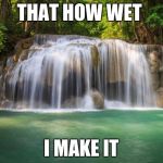 waterfall | THAT HOW WET; I MAKE IT | image tagged in waterfall | made w/ Imgflip meme maker