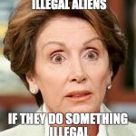 You just can't make this stuff up ... | WE SHOULD ONLY DEPORT ILLEGAL ALIENS; IF THEY DO SOMETHING ILLEGAL; ~ NANCY PELOSI ~ | image tagged in shocked pelosi,illegal immigration | made w/ Imgflip meme maker