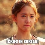 Yoona Crying | [CRIES IN KOREAN] | image tagged in yoona crying | made w/ Imgflip meme maker