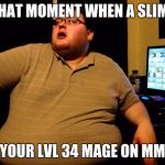 Trollbait | THAT MOMENT WHEN A SLIME; KILLS YOUR LVL 34 MAGE ON MMO LIVE | image tagged in trollbait | made w/ Imgflip meme maker