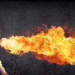 Angry preacher breathing fire
