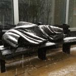 Homeless Jesus Sleeping in the Rain