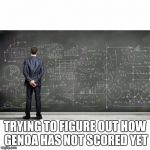 me trying to figure out | TRYING TO FIGURE OUT HOW GENOA HAS NOT SCORED YET | image tagged in me trying to figure out | made w/ Imgflip meme maker