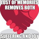 mercy benefits both the giver and receiver | LOST OF MEMORIES REMOVES BOTH; SUFFERING AND JOY | image tagged in mercy benefits both the giver and receiver | made w/ Imgflip meme maker