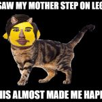 Lemon Cat | I SAW MY MOTHER STEP ON LEGO; THIS ALMOST MADE ME HAPPY | image tagged in lemon cat | made w/ Imgflip meme maker