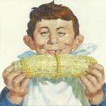 Mad character eating corn on cob