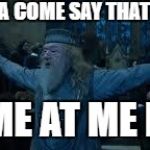 Harry Potter | HUH WANNA COME SAY THAT TO MY FACE; COME AT ME BRO | image tagged in harry potter | made w/ Imgflip meme maker