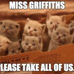 box o kittens | MISS GRIFFITHS; PLEASE TAKE ALL OF US... | image tagged in box o kittens | made w/ Imgflip meme maker