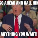 What do you call Donald Trump? | GO AHEAD AND CALL HIM; ANYTHING YOU WANT! | image tagged in donald trump mocking disabled,donald trump,mocking,disabled,name calling,every name in the book | made w/ Imgflip meme maker