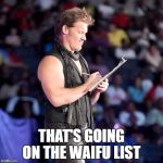 Chris Jericho List | THAT'S GOING ON THE WAIFU LIST | image tagged in chris jericho list | made w/ Imgflip meme maker