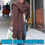 Are you gonna knit my way? | WHEN GRAN CONFUSES CENTIMETRES WITH INCHES... | image tagged in lenny scarf,memes,knitting,fail,lenny kravitz,music | made w/ Imgflip meme maker