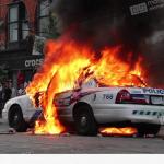 exploding police car