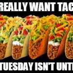 Taco | WHEN YOU REALLY WANT TACOS TODAY... BUT REALIZE TUESDAY ISN'T UNTIL NEXT YEAR! | image tagged in taco,happy new year | made w/ Imgflip meme maker