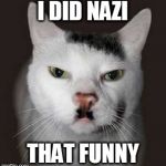 Nazi Cat | I DID NAZI; THAT FUNNY | image tagged in nazi cat | made w/ Imgflip meme maker