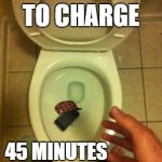 Iphones | ONE HOUR TO CHARGE; 45 MINUTES TO USE UP | image tagged in iphone in toilet,scumbag,memes,charger | made w/ Imgflip meme maker