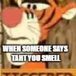 Tiggered | WHEN SOMEONE SAYS TAHT YOU SMELL | image tagged in tiggered | made w/ Imgflip meme maker