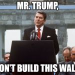 Ronald Reagan Wall | MR. TRUMP, DON'T BUILD THIS WALL! | image tagged in ronald reagan wall | made w/ Imgflip meme maker
