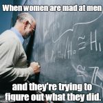 Sad Teacher | When women are mad at men; and they're trying to figure out what they did. | image tagged in sad teacher | made w/ Imgflip meme maker