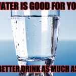 Water Meme | WATER IS GOOD FOR YOU; SOO YOU BETTER DRINK AS MUCH AS YOU CAN | image tagged in memes | made w/ Imgflip meme maker