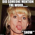 The Snow Queen | DID SOMEONE MENTION THE WORD,,,,,,,, " SNOW " | image tagged in the snow queen | made w/ Imgflip meme maker