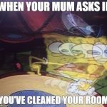 Transcendence | WHEN YOUR MUM ASKS IF; YOU'VE CLEANED YOUR ROOM | image tagged in transcendence | made w/ Imgflip meme maker