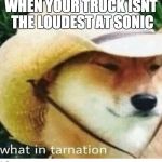 what in tarnation | WHEN YOUR TRUCK ISNT THE LOUDEST AT SONIC | image tagged in what in tarnation,memes,funny memes | made w/ Imgflip meme maker