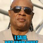 Stevie Wonder bad joke | MY GIRL ASKED ME IF I THOUGHT SHE LOOKED FAT IN THAT DRESS; I SAID, NOT FROM WHAT I CAN SEE! | image tagged in stevie wonder,stevie wonder driving | made w/ Imgflip meme maker
