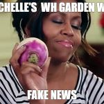 michelle obama | MICHELLE'S  WH GARDEN WAS; FAKE NEWS | image tagged in michelle obama | made w/ Imgflip meme maker