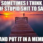 Inspirational | SOMETIMES I THINK OF STUPID SHIT TO SAY; AND PUT IT IN A MEME | image tagged in inspirational | made w/ Imgflip meme maker