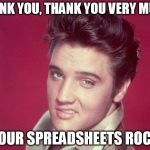 thank you | THANK YOU, THANK YOU VERY MUCH; YOUR SPREADSHEETS ROCK | image tagged in thank you | made w/ Imgflip meme maker