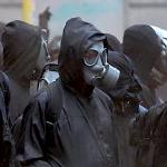 Gas mask protestors