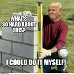 The Great Wall | WHAT'S SO HARD ABOUT THIS? I COULD DO IT MYSELF! | image tagged in trump_wall,trump,wall builder | made w/ Imgflip meme maker