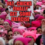 Trump Women's March | FAT   CHICKS  FINALLY  GET   SOME  EXERCISE | image tagged in trump women's march | made w/ Imgflip meme maker