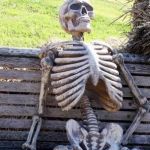 waiting skelton | I'M TOTALLY ALIVE; ALTERNATIVE FACTS | image tagged in waiting skelton | made w/ Imgflip meme maker