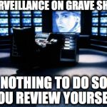 Stalker Claus | SURVEILLANCE ON GRAVE SHIFT; NOTHING TO DO SO YOU REVIEW YOURSELF | image tagged in stalker claus | made w/ Imgflip meme maker